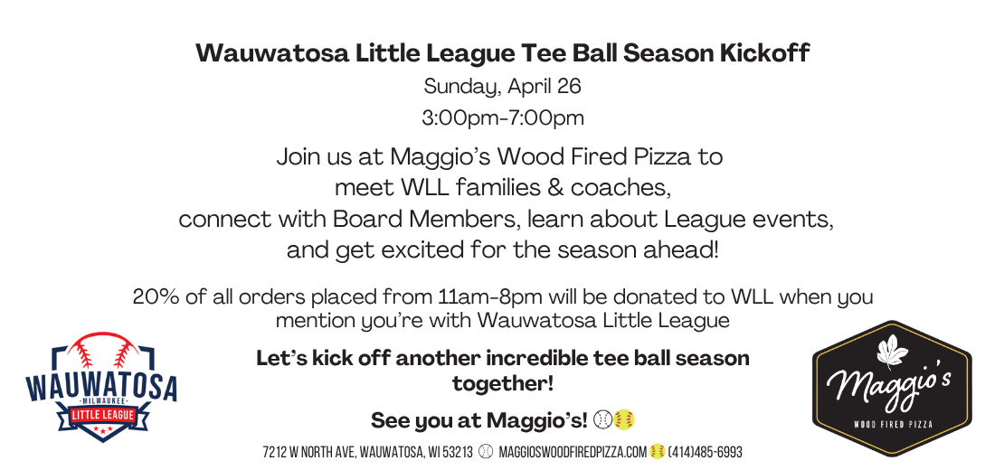 Tee Ball Season Kick Off & Welcome Night!